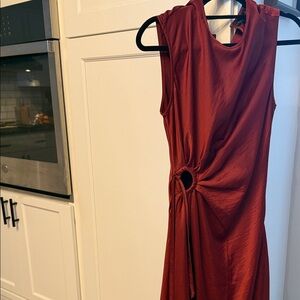 House of Harlow Burgundy Peak a Boo Midi Dress